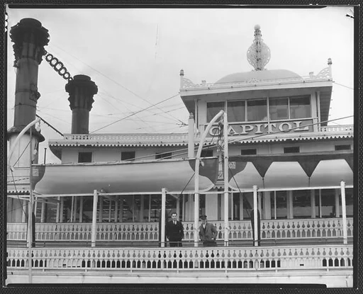 [The Steamboat "Capitol" with Two Men on Deck, New Orleans, Louisiana]