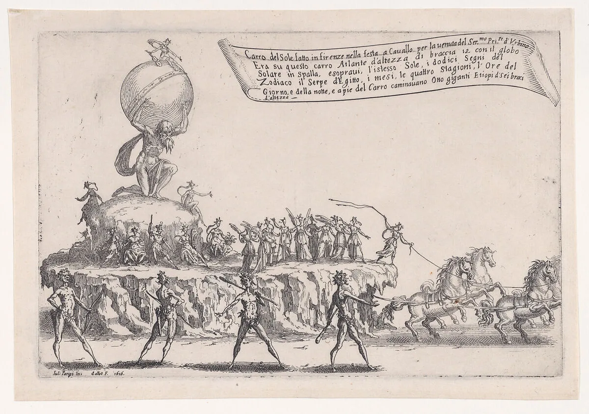 Le Char du Soleil (The Chariot of Sun), from Guerre de Beauté (Guerra di Bellezza) (War of Beauty) — Jacques Callot|Giulio Parigi