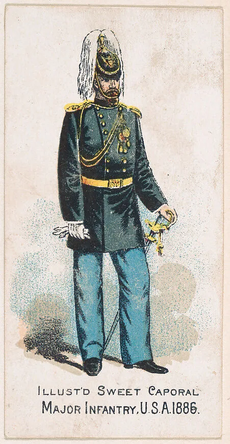 Major Infantry, United States Army, 1886, from the Military Series (N224) issued by Kinney Tobacco Company to promote Sweet Caporal Cigarettes — Kinney Brothers Tobacco Company