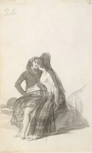 Lovers Sitting on a Rock; folio 24 (verso) from the Madrid Album 'B'