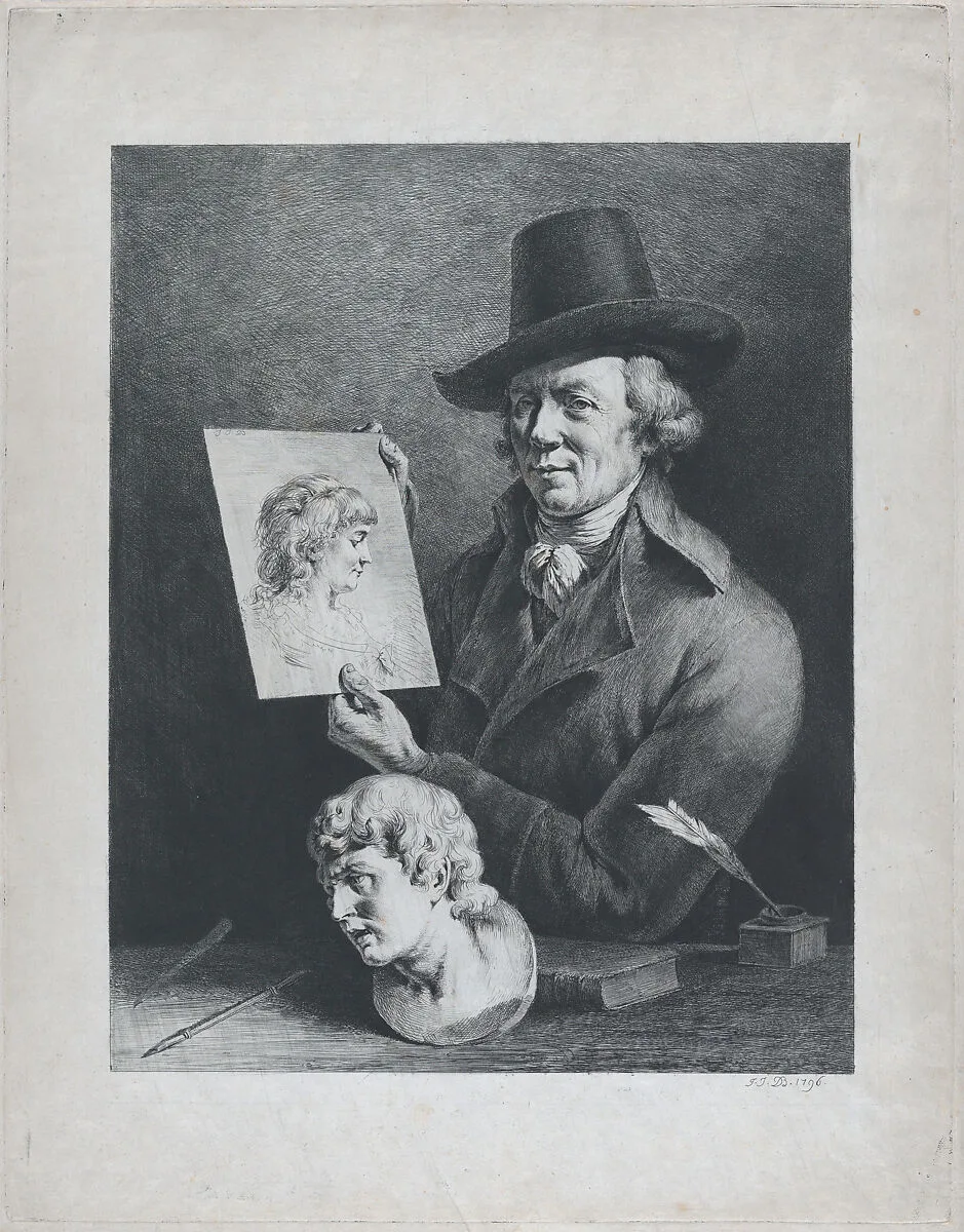 Self Portrait Holding Portrait of Wife — Jean Jacques de Boissieu