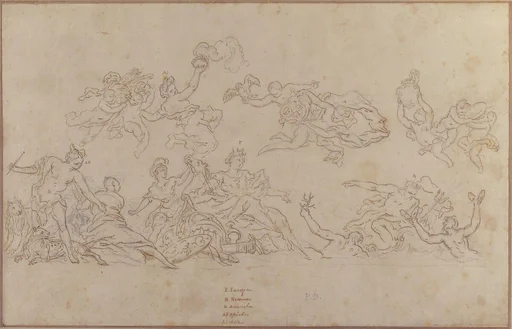 Design for a Ceiling Decoration with Neptune and Allegories of the Four Continents