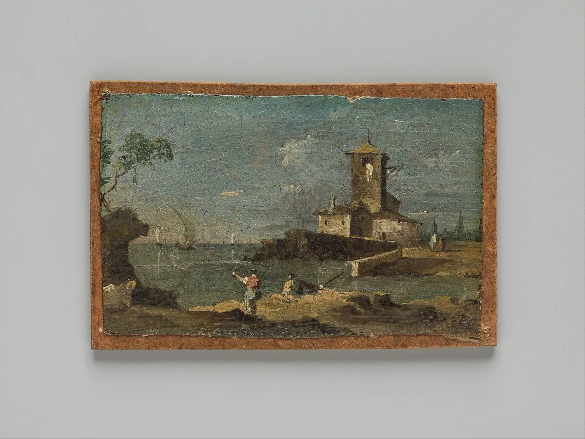 Capriccio with a Square Tower and Two Houses — Francesco Guardi