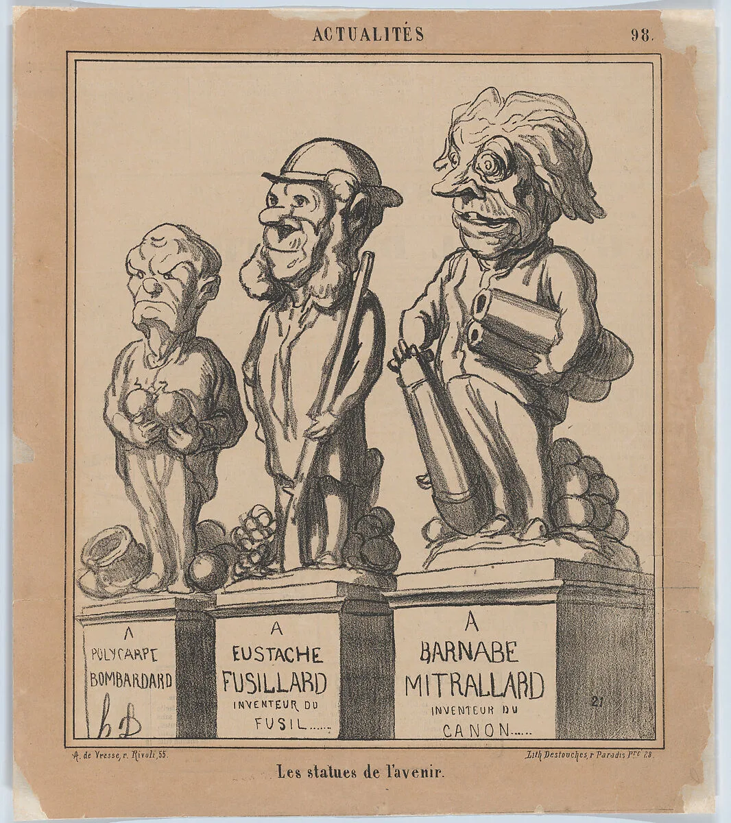Statues of the Future, from 'News of the day,' published in Le Charivari, April 29, 1868 — Honoré Daumier