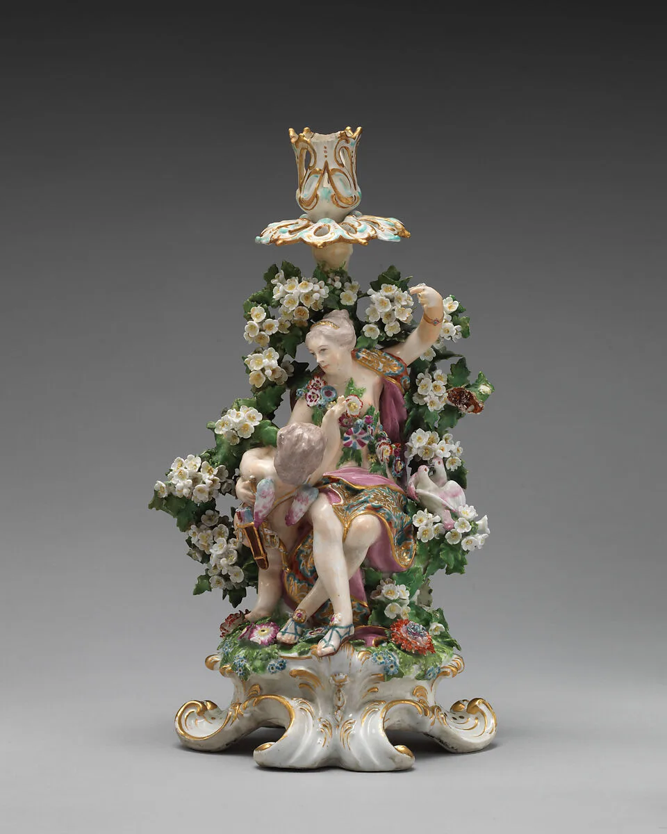 Venus and Cupid candlestick (one of a pair) — Chelsea Porcelain Manufactory