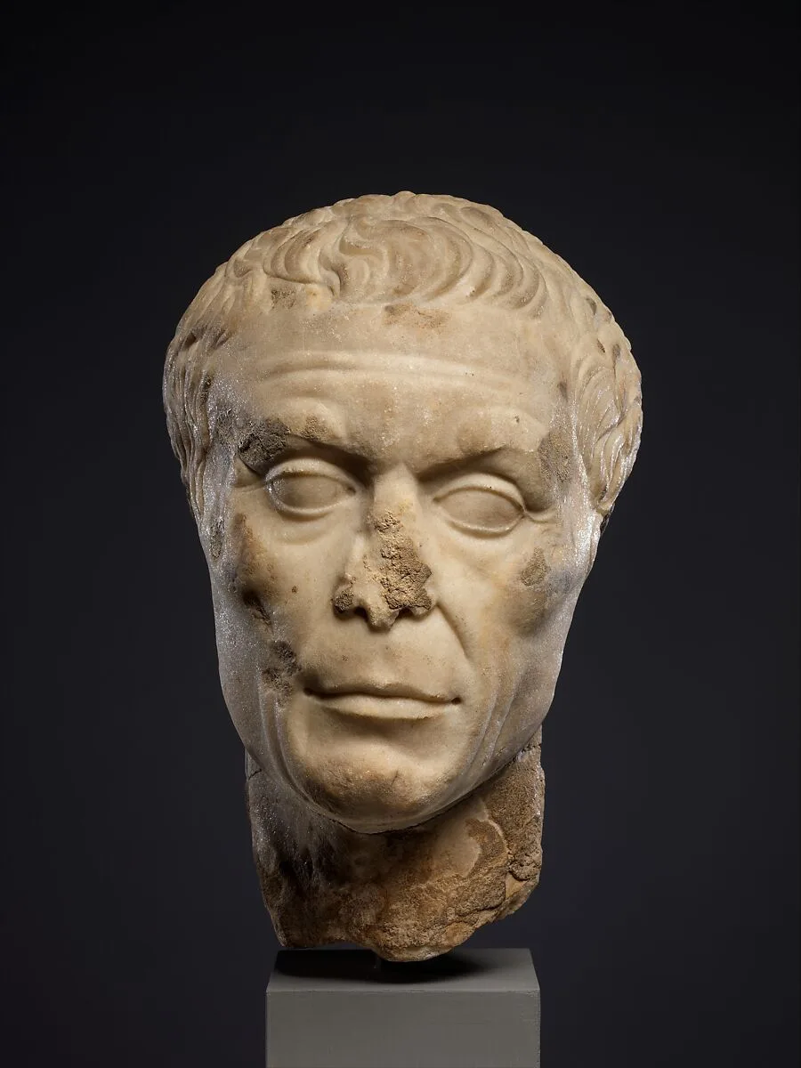Marble portrait head of an elderly man — Unknown