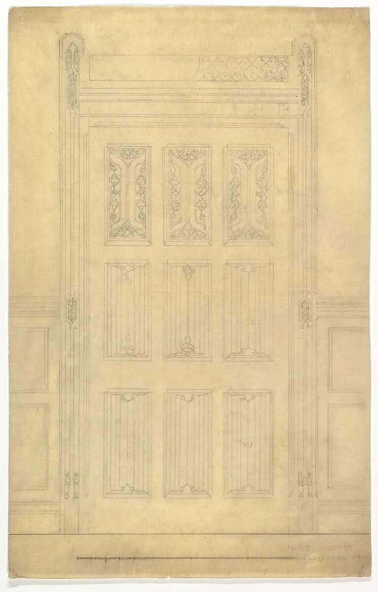 Carved Wood Door for Dining Room, Leighton Hall — John Gregory Crace