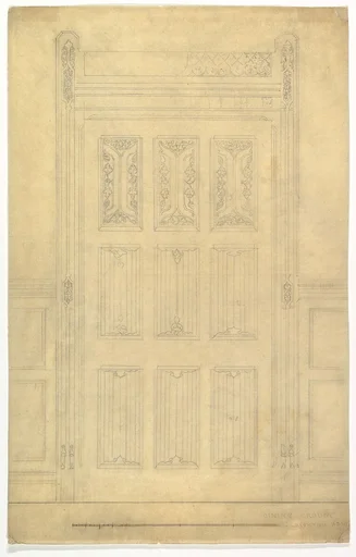Carved Wood Door for Dining Room, Leighton Hall
