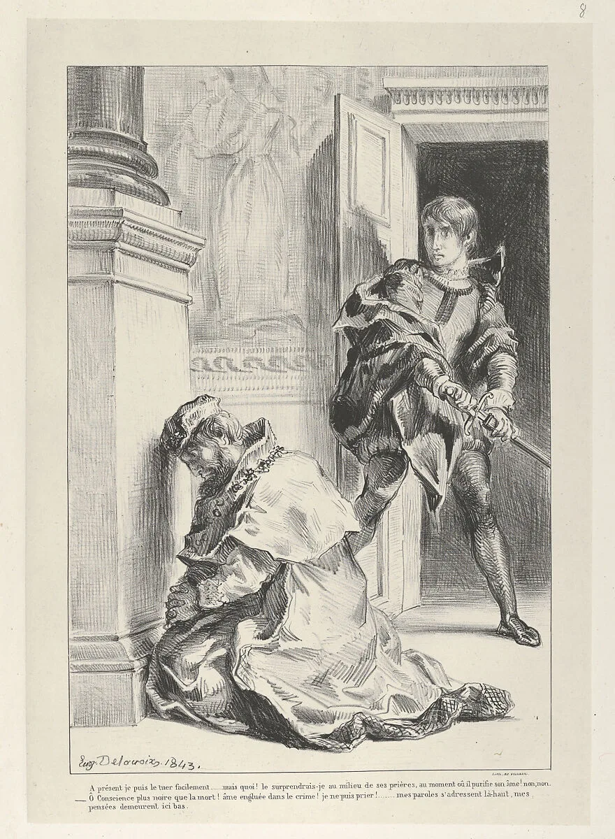 Hamlet Attempts to Kill the King — Eugène Delacroix|William Shakespeare|Villain