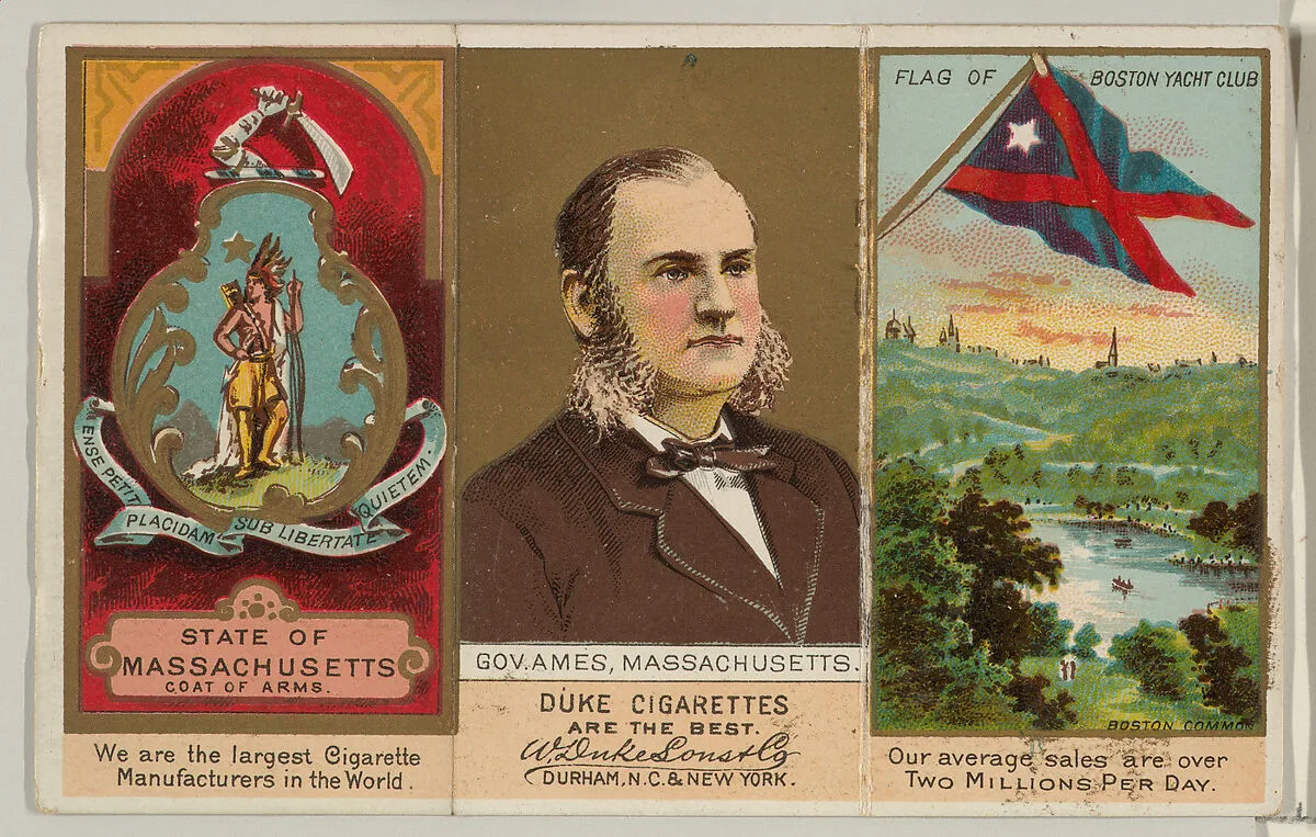 Governor Ames, Massachusetts, from "Governors, Arms, Etc." series (N133-2), issued by Duke Sons & Co. — W. Duke, Sons & Co.