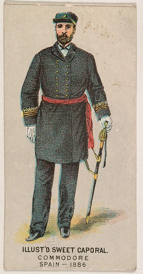 Commodore, Spain, 1886, from the Military Series (N224) issued by Kinney Tobacco Company to promote Sweet Caporal Cigarettes — Kinney Brothers Tobacco Company