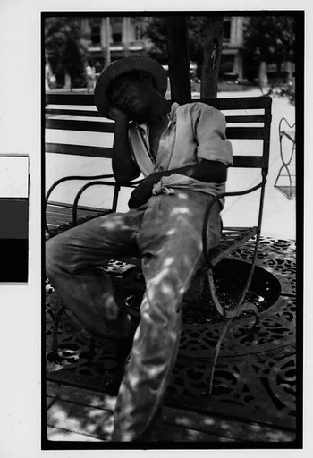 [Man Asleep in Chair in Public Park, Havana]