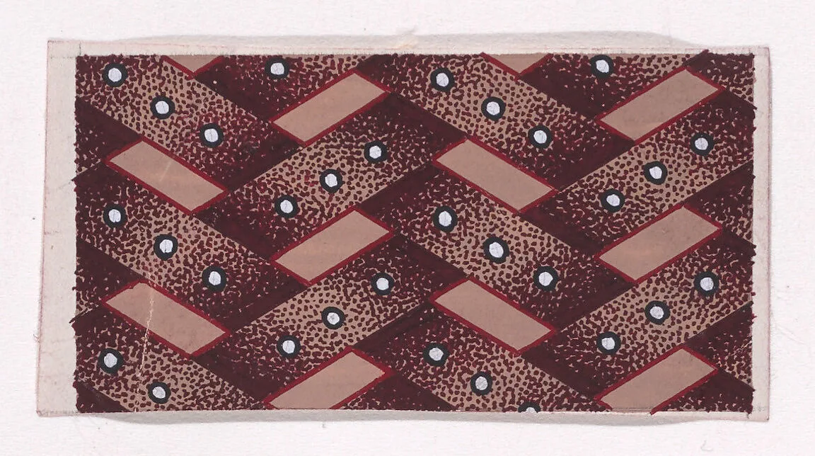 Textile Design with a Basketweave Pattern Decorated with Pearls — Anonymous, Alsatian, 19th century