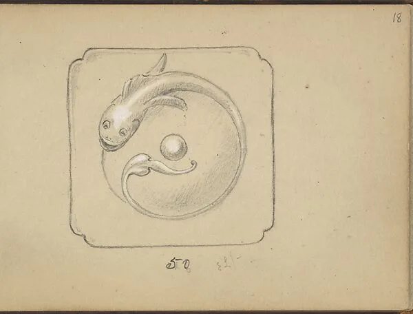 Design for a Bell Push with a Fish Motif — Edgar Gilstrap Simpson