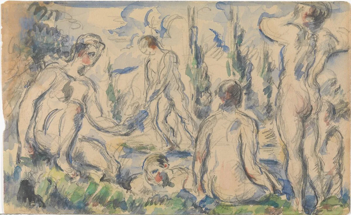 Bathers (recto); Landscape (verso) — Paul Cézanne