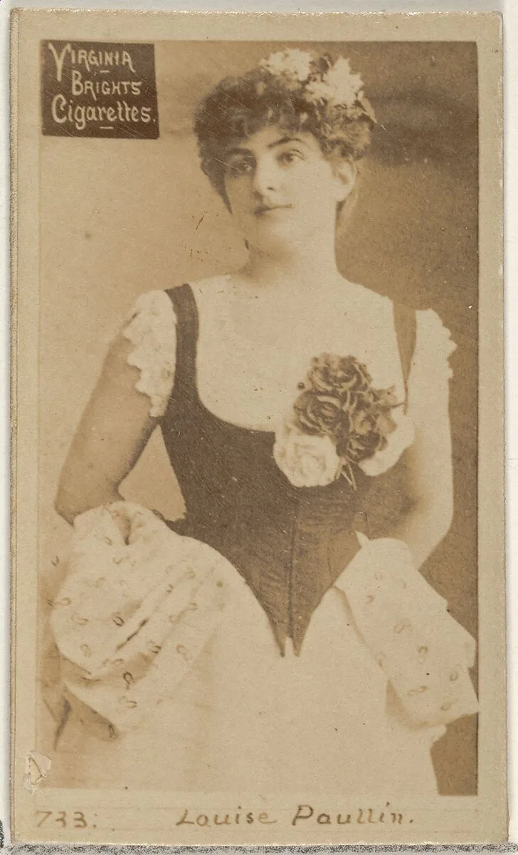 Card 733, Louise Paullin, from the Actors and Actresses series (N45, Type 2) for Virginia Brights Cigarettes — Allen & Ginter