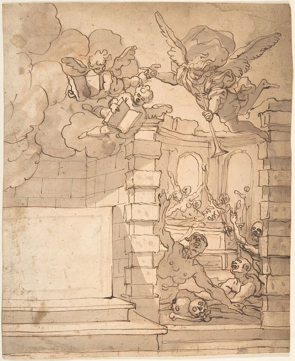 Design for a Title Page - Angel of the Resurrection — Anonymous, Italian, 17th century