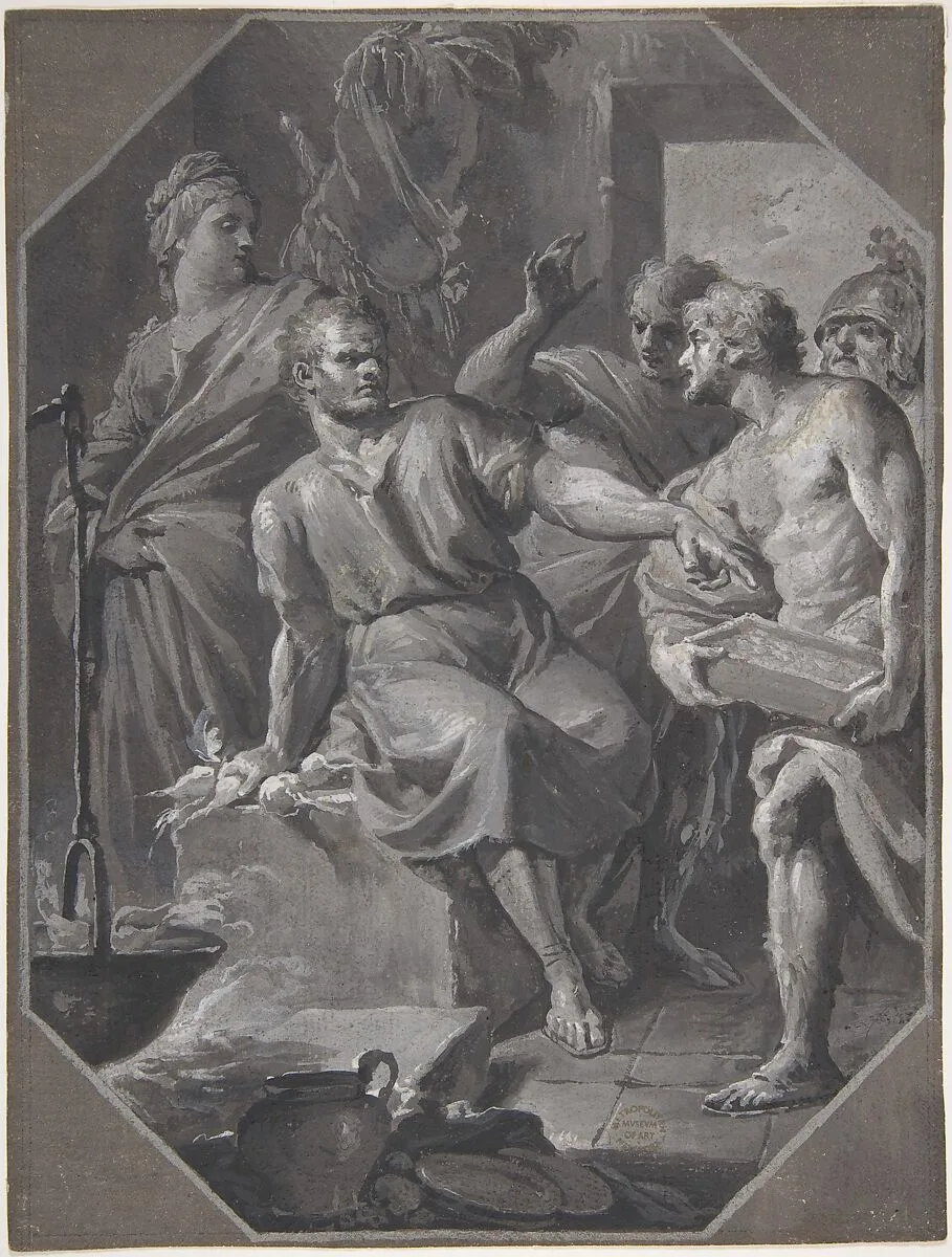 Manius Curius Dentatus Refusing the Presents of the Samnite Ambassadors — Fedele Fischetti