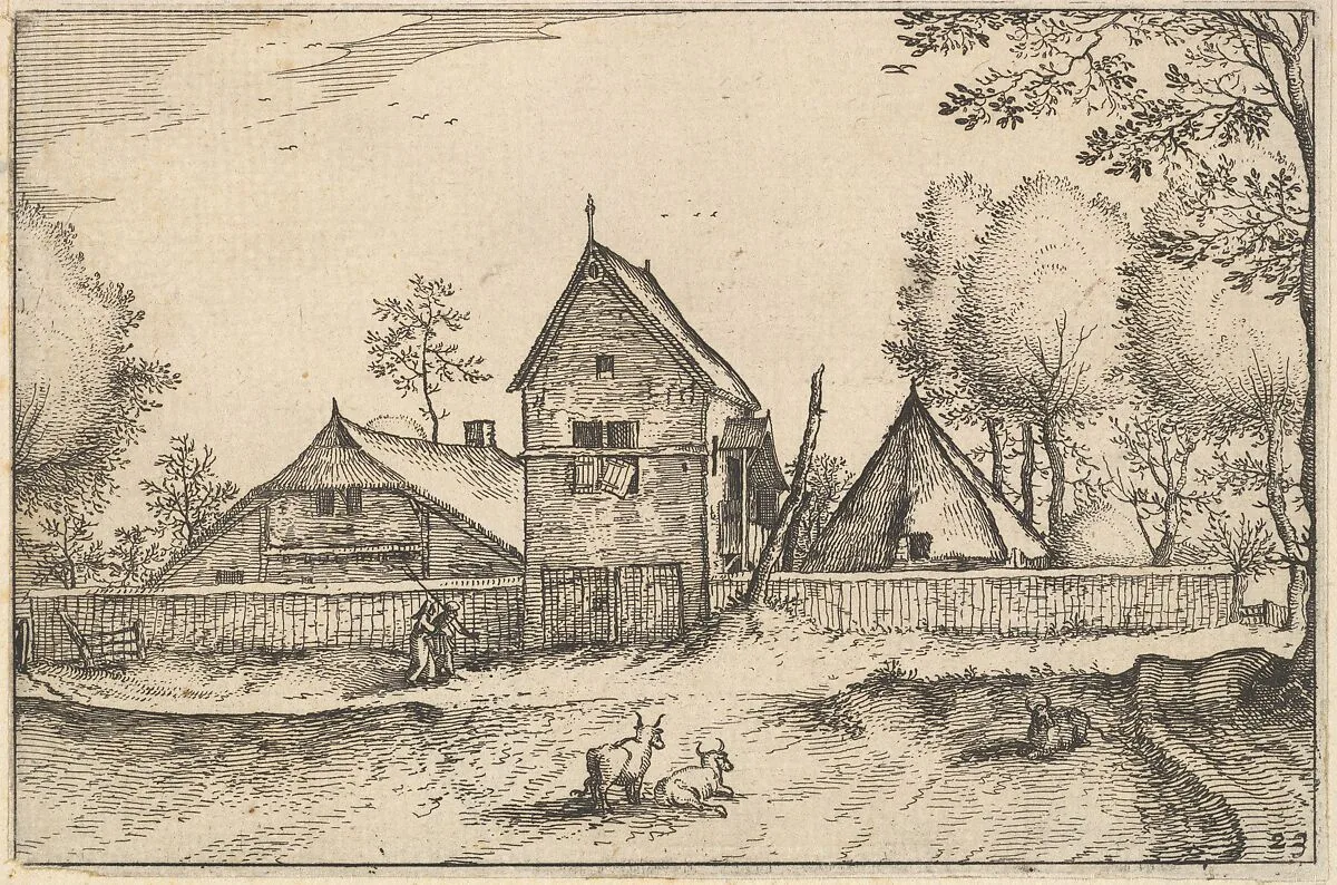 Large Walled Farm, plate 23 from "Regiunculae et Villae Aliquot Ducatus Brabantiae" — Claes Jansz. Visscher|Claes Jansz. Visscher|The Master of the Small Landscapes