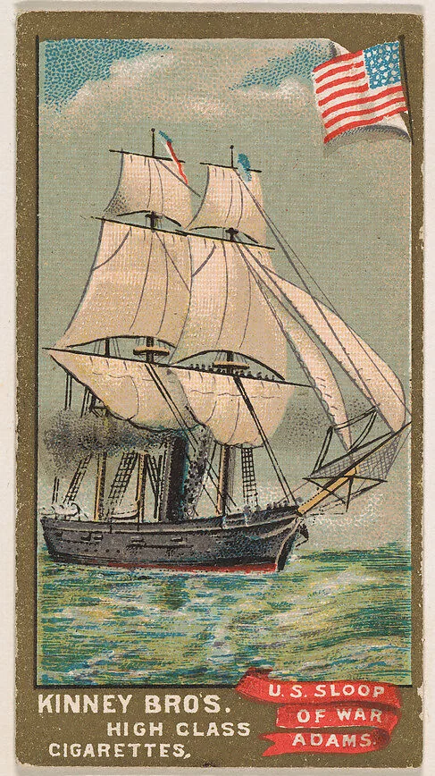 U.S. Sloop of War Adams, from the Naval Vessels of the World series (N226) issued by Kinney Bros. — Kinney Brothers Tobacco Company