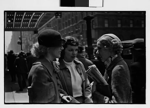 [Two 35mm Film Frames: Three Women on Street, New York City?]