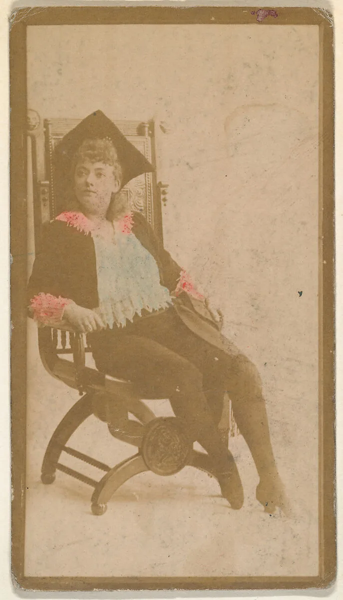 Actress seated in straight-backed chair, from the Actresses series (N668) — Unknown