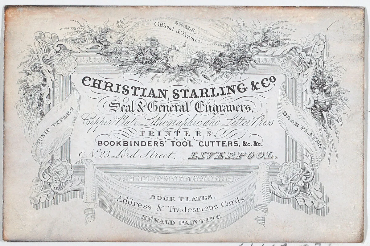 Trade Card for Christian, Starling & Co., Seal and General Engravers — Anonymous, British, 19th century