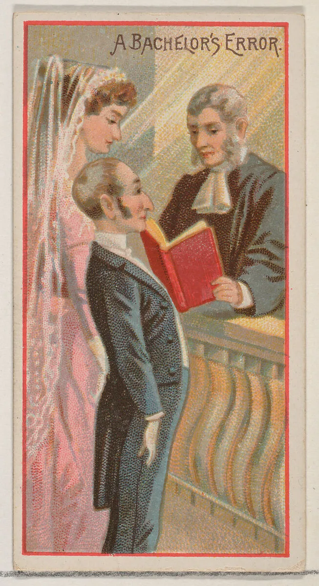 A Bachelor's Error, from the Jokes series (N87) for Duke brand cigarettes — W. Duke, Sons & Co.|George S. Harris & Sons