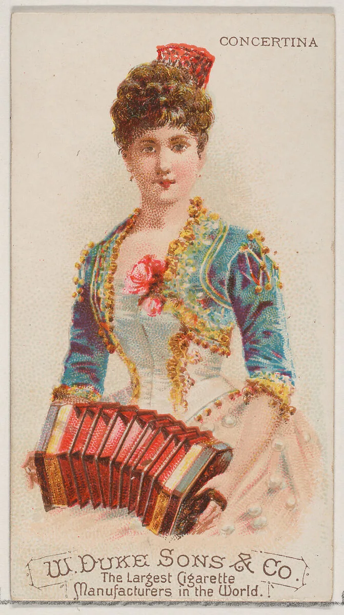 Concertina, from the Musical Instruments series (N82) for Duke brand cigarettes — W. Duke, Sons & Co.|Schumacher & Ettlinger