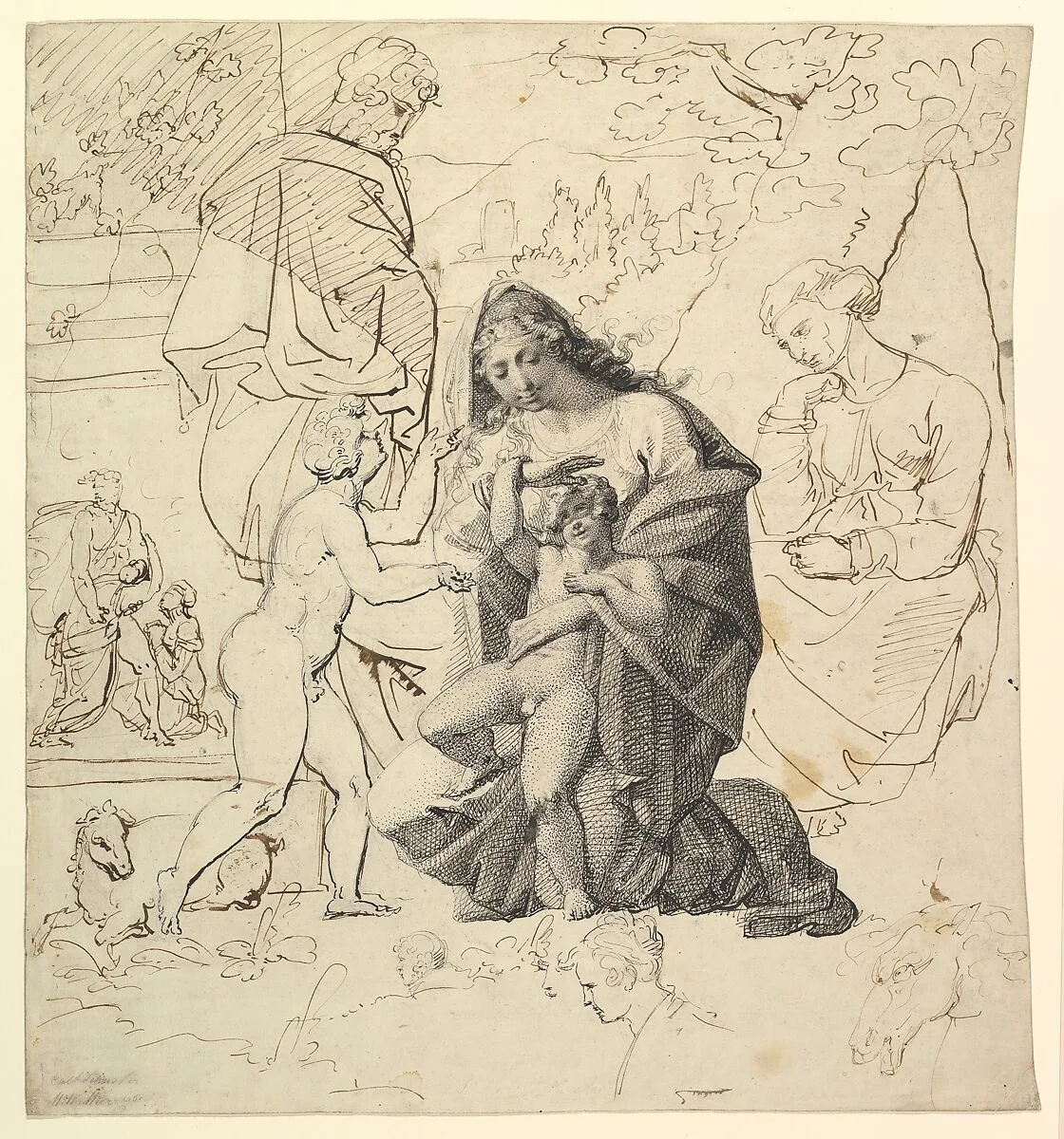 The Holy Family with Saint Anne and Saint John in a classical landscape; verso: The Holy Family with Saint Anne and Saint John — Karl Joseph Aloys Agricola
