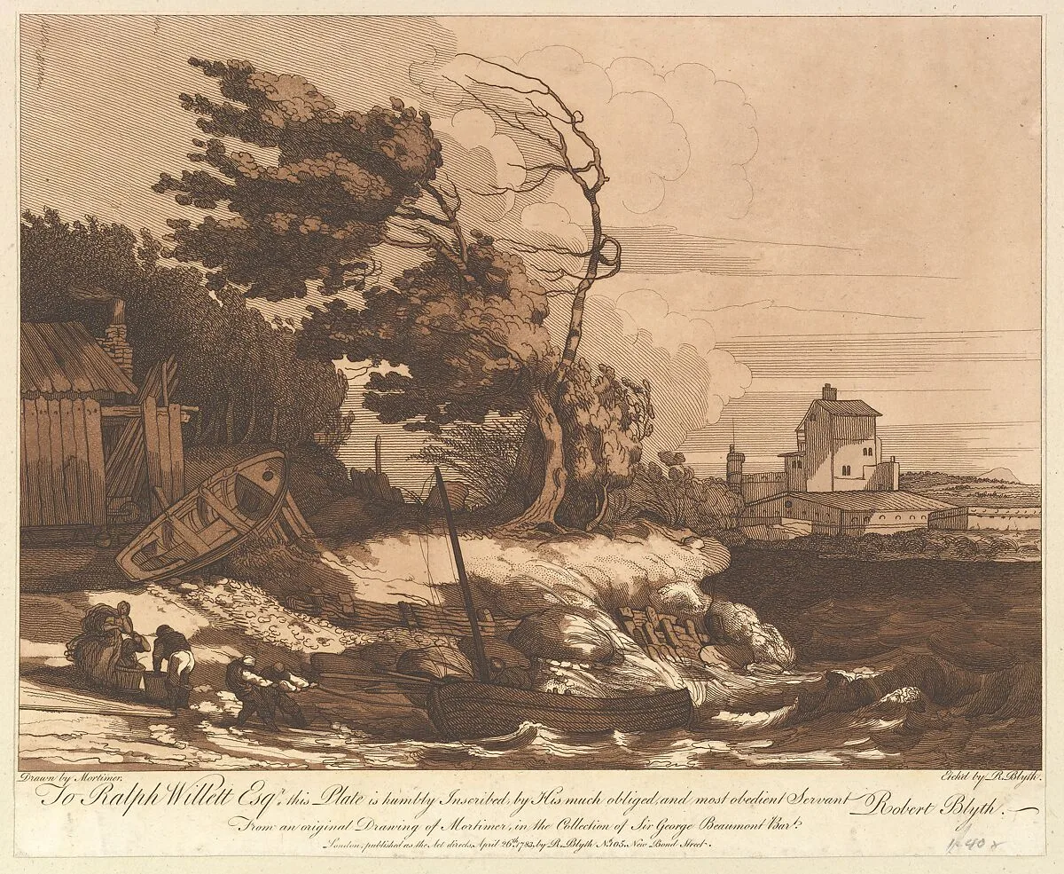 Beaching a Fishing Boat in a Gale — Robert Blyth|John Hamilton Mortimer
