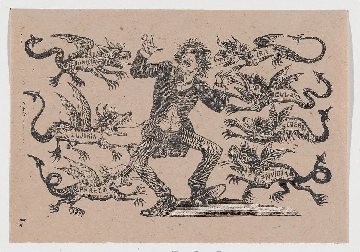 Plate 7: suicide of an invidious plutocrat — José Guadalupe Posada