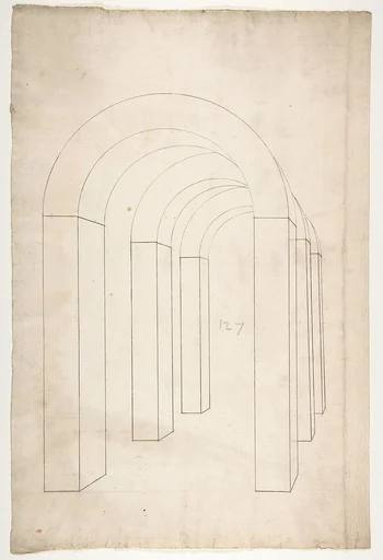Perspective study of an Arched Colonnade