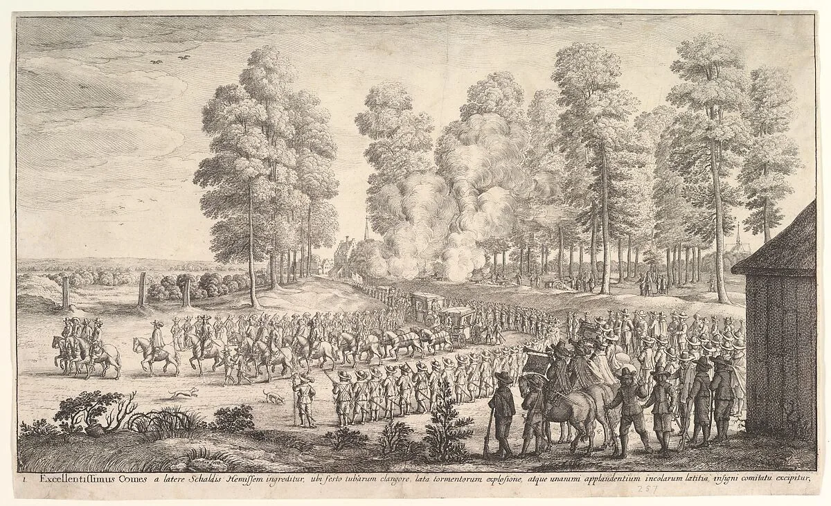 Entry of the Count of Thurn and Taxis into Hemissen — Lamoral Claudius Franz, Count of Thurn and Taxis|Wenceslaus Hollar|Alexander Roelants