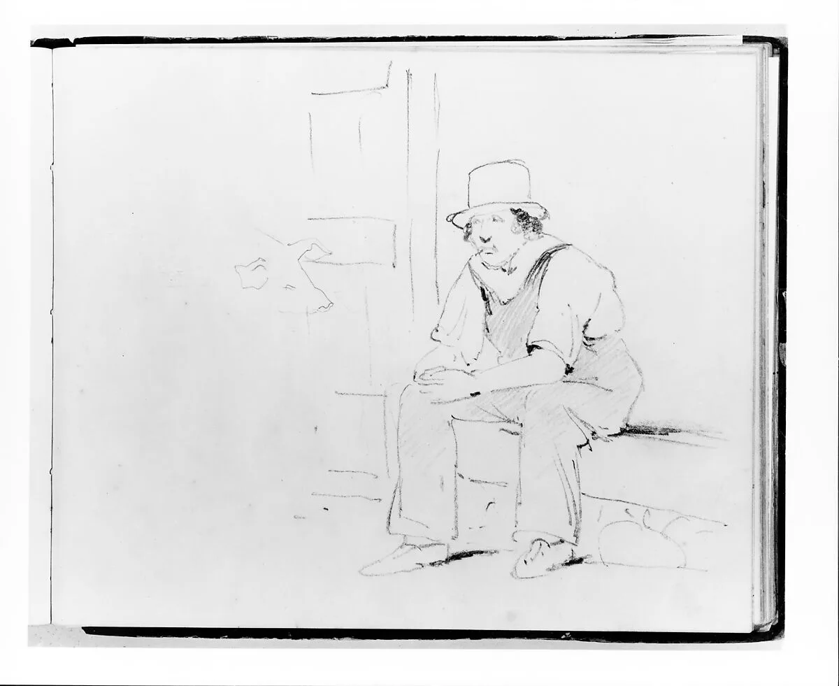 Man Seated; Sketch of a Pig's Head (from Sketchbook) — Francis William Edmonds