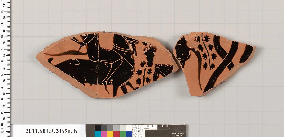 Terracotta fragments of a kylix: eye-cup (drinking cup) — Unknown