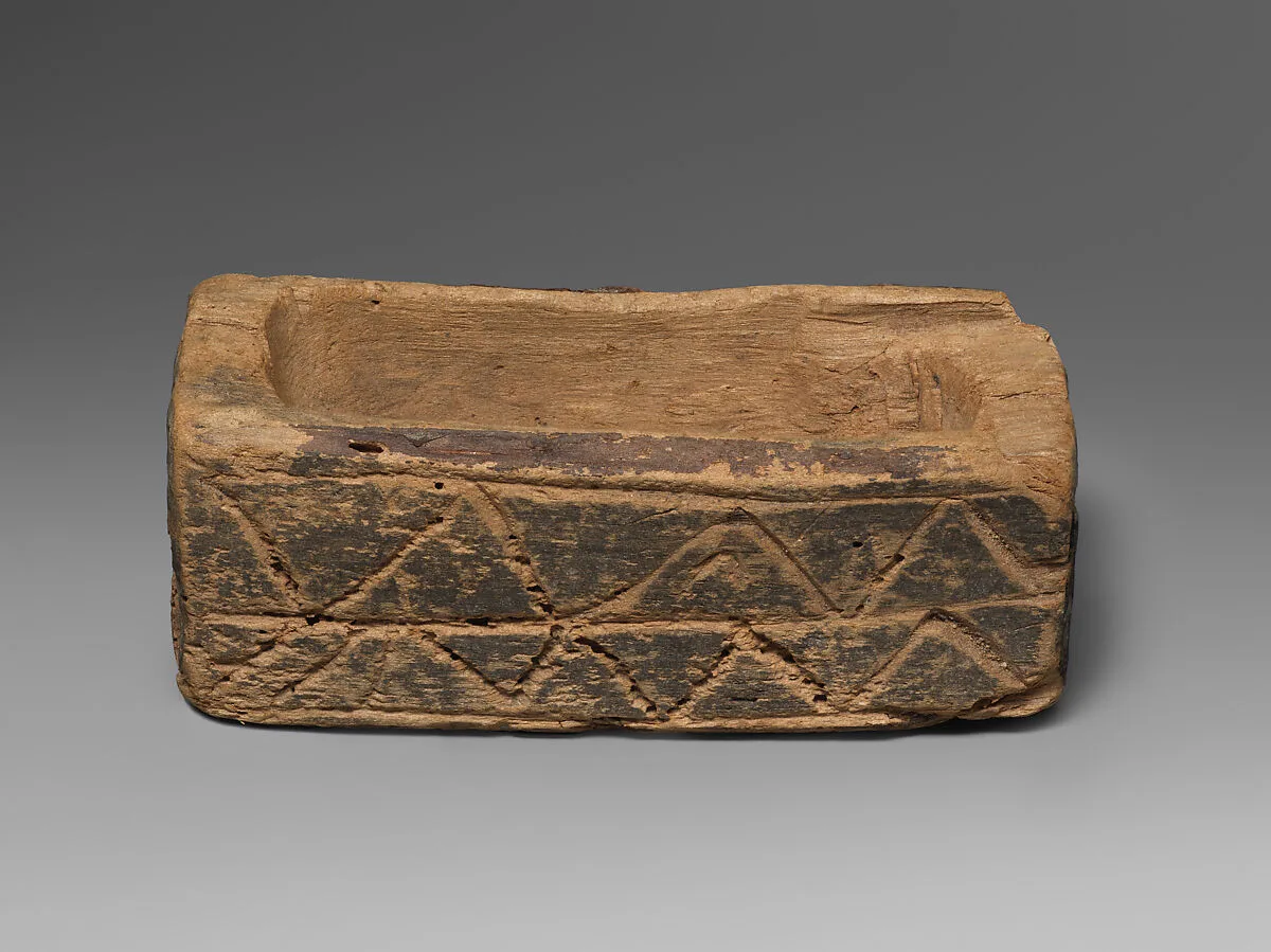 Rectangular wooden cosmetic or amulet box — Unknown