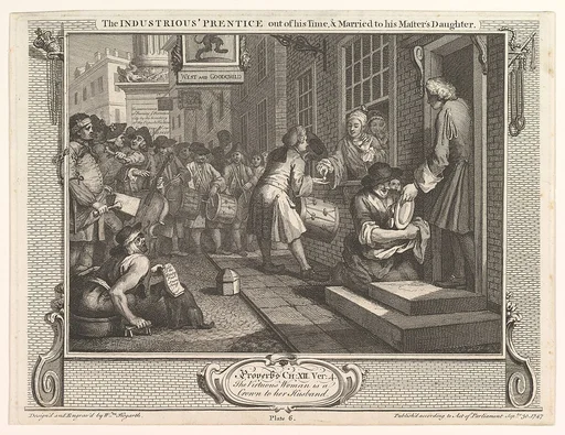 The Industrious 'Prentice Out of his Time and Married to his Master's Daughter (Industry and Idleness, plate 6)