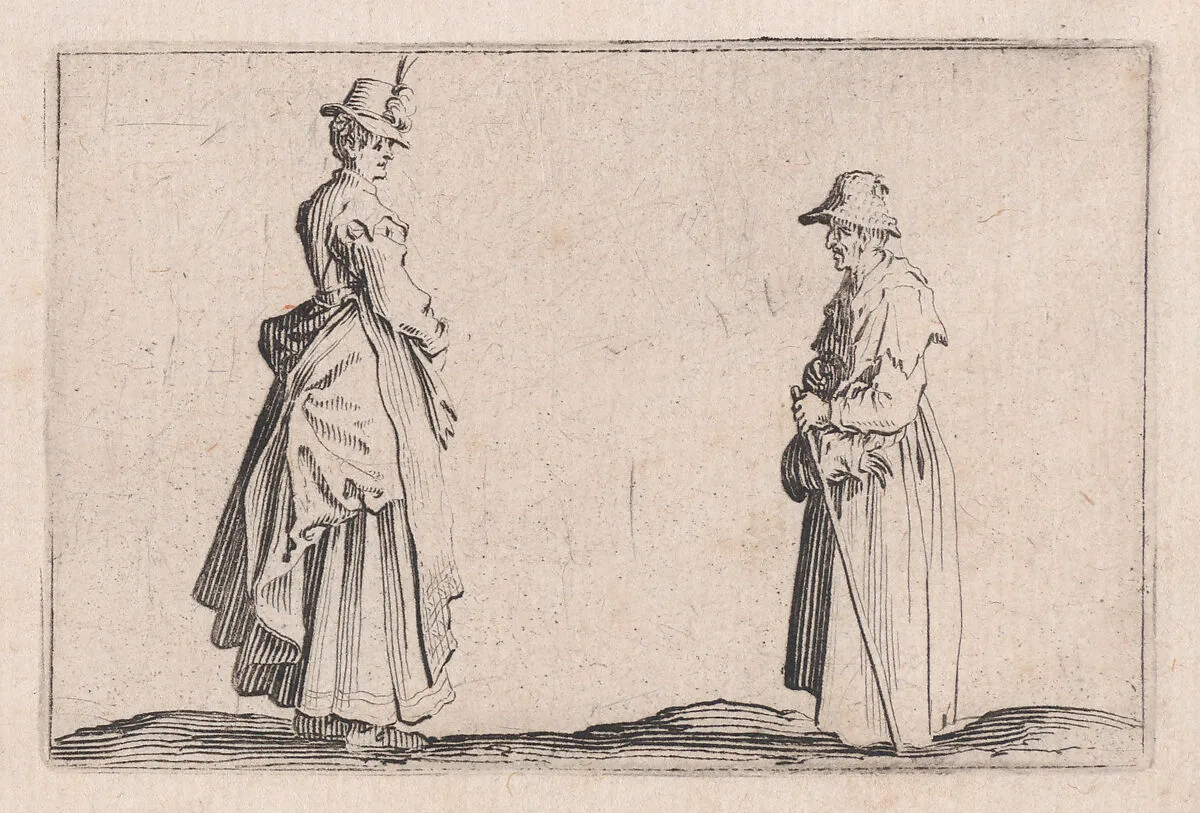 Deux Femmes de Profil (Two Women in Profile), from Les Caprices Series B, The Nancy Set — Jacques Callot|Lorenzo de' Medici