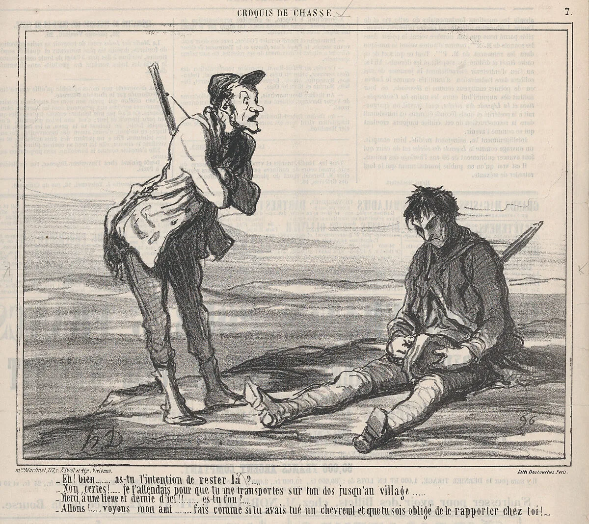 Eh! bien.... as-tu l'intention de rester là?...., from Croquis de Chasse, published in Le Charivari, November 4, 1859 — Honoré Daumier|Aaron Martinet|Destouches