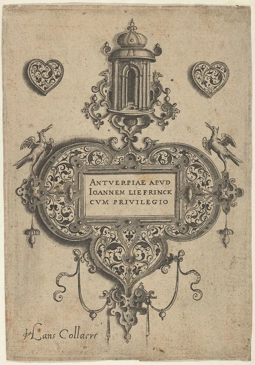 Title Plate, from "Pendant Designs with Architectural Elements and Vegetal-Arabesques" — Jan Collaert I|Hans Liefrinck