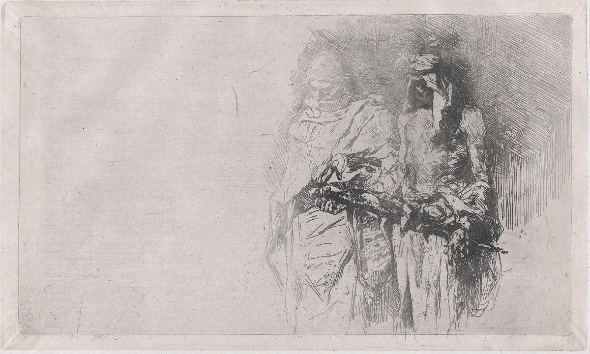 Croquis (sketch) of two Arabic men — Mariano Fortuny, 1838–1874