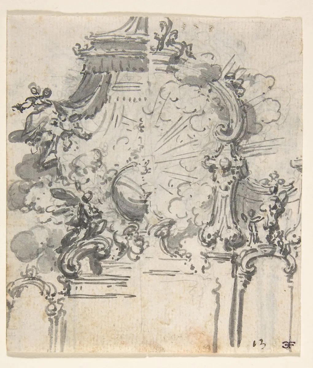 Ornament Design with Alternate Suggestion (recto). Variant Ornament Design with Alternate Suggestion (verso) — Giovanni Battista Natali III