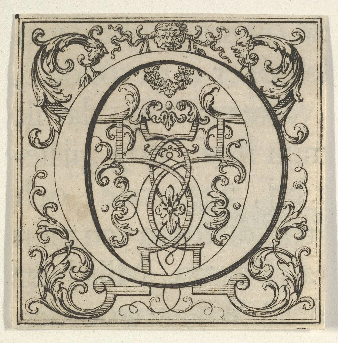 Roman Alphabet letter O with Louis XIV decoration — Bernard Picart