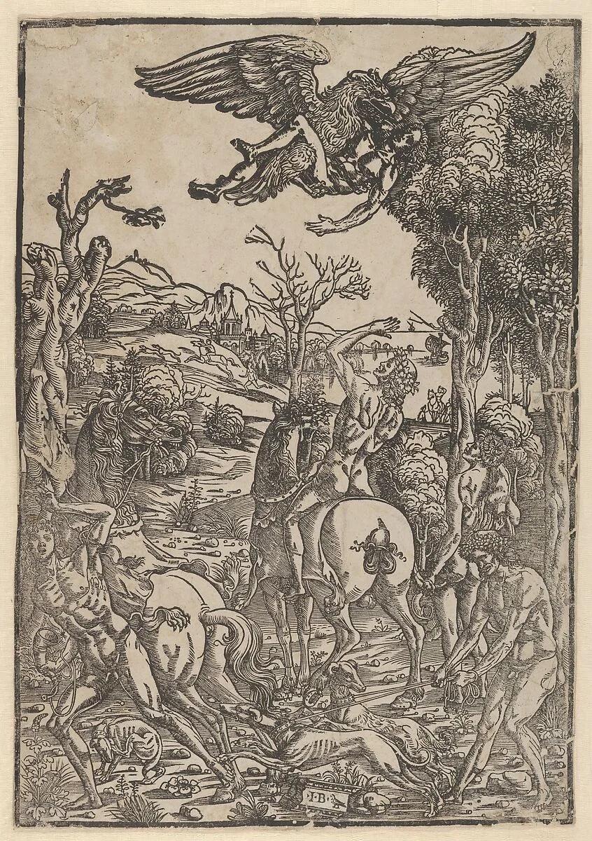 Zeus as an eagle, abducting Ganymede — Giovanni Battista Palumba