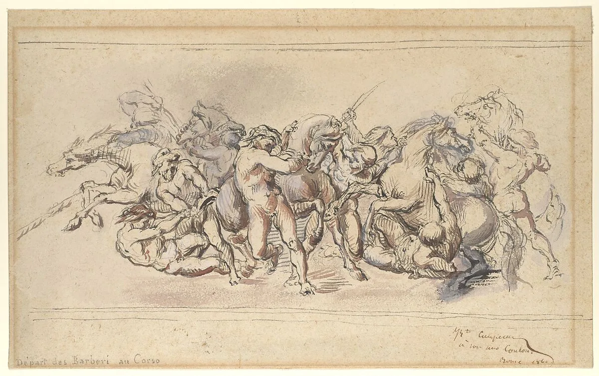 Start of the Race of the Barberi Horses, Rome — Jean-Baptiste Carpeaux