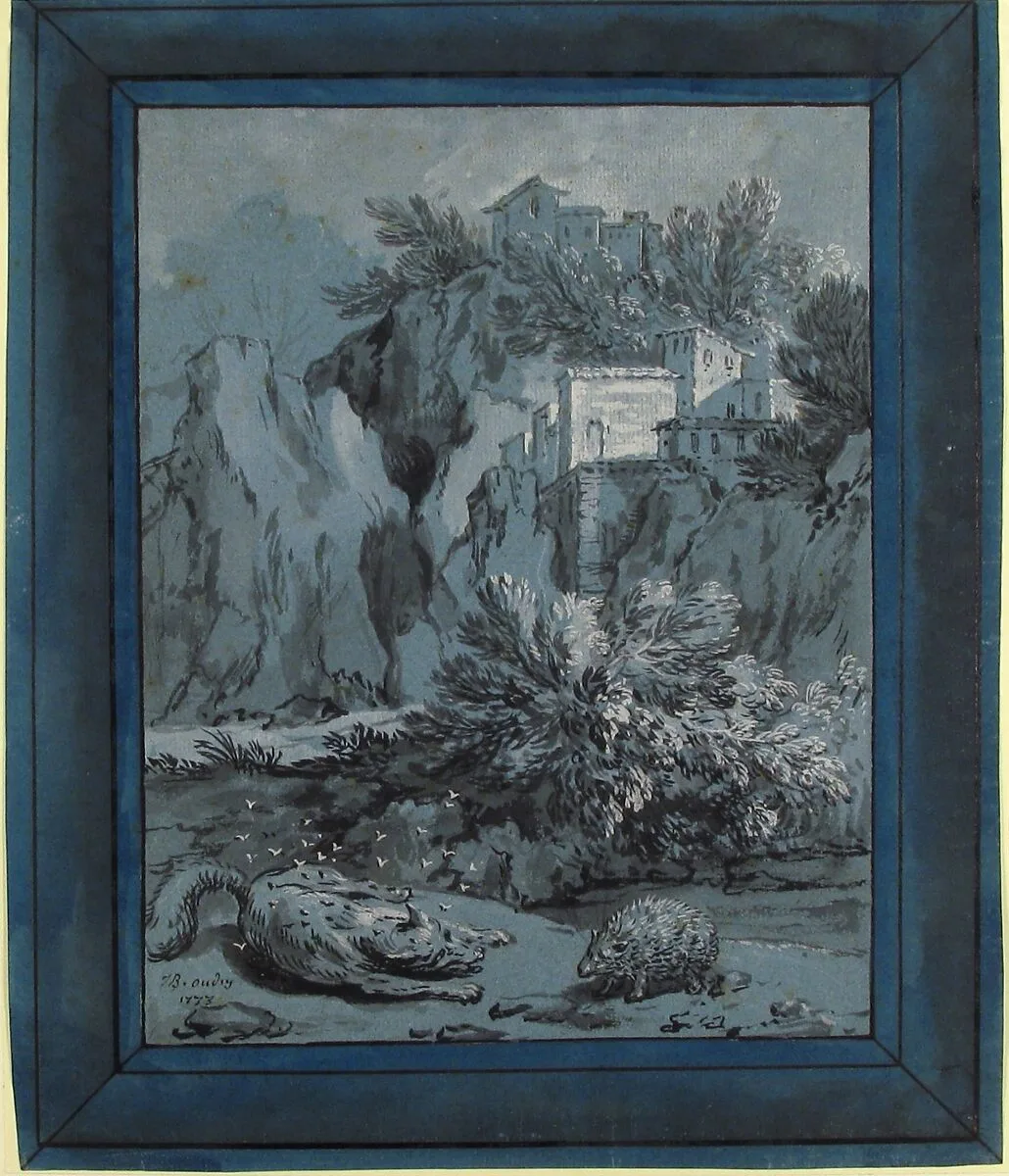 The Fox, the Flies, and the Hedgehog (La Fontaine, Fables, XII, 13) — Jean-Baptiste Oudry