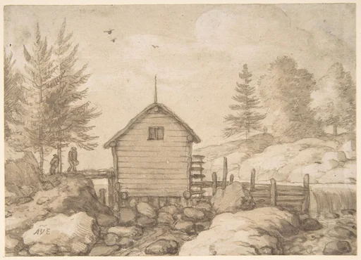 A Mill on Rocks in a River in Norway