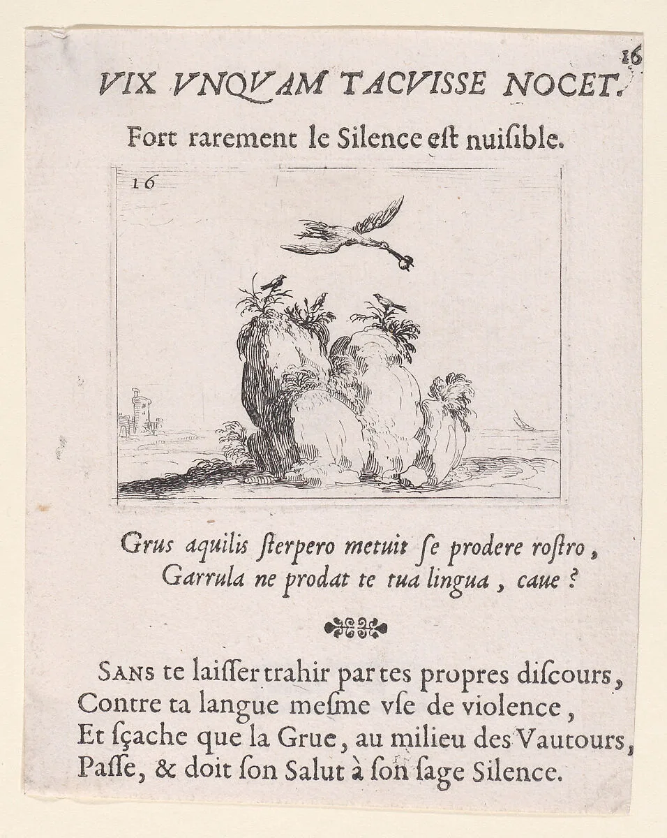 Une Grue Volant (A Flying Crane), from Lux Claustri ou La Lumière du Cloitre (The Light of the Cloisters), plate 16 — François Langlois|Jacques Callot