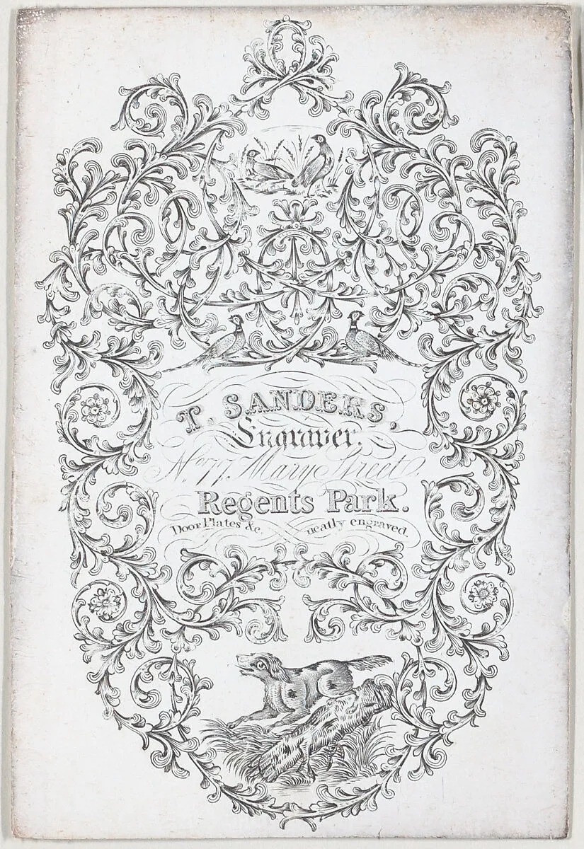 Trade Card for T. Sanders, engraver — Anonymous, British, 19th century